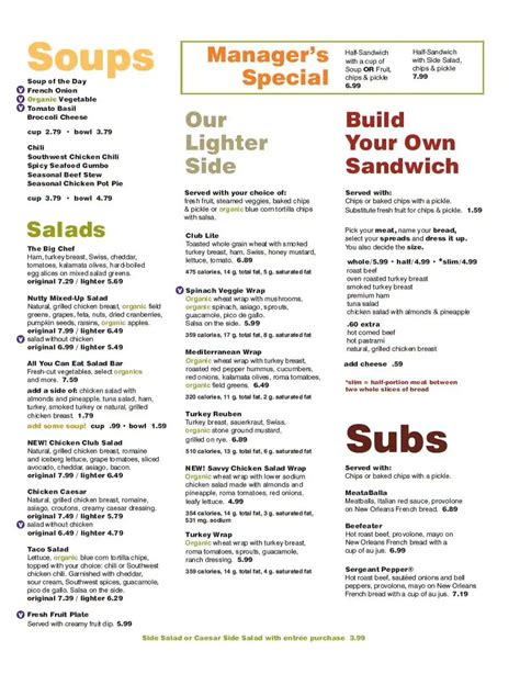 10 Jason's Deli Printable Menu Options To Save Time