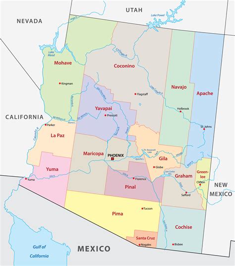Arizona Map Overview: County Lines Defined Arizona Map Overview: County Lines Defined