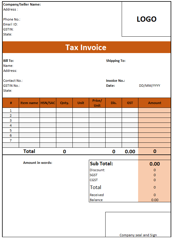 Car Bill Format