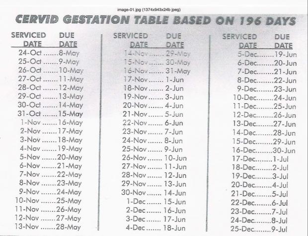 Deer Gestation Chart Deer Gestation Chart