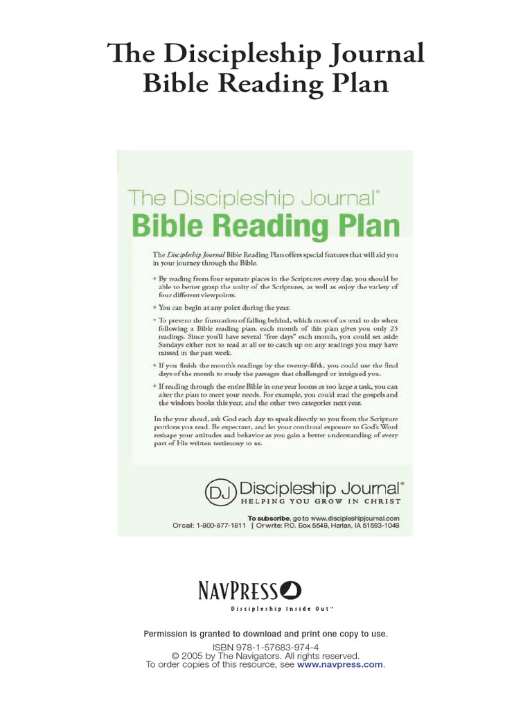 Discipleship Journal Bible: Read Through The Bible In A Year