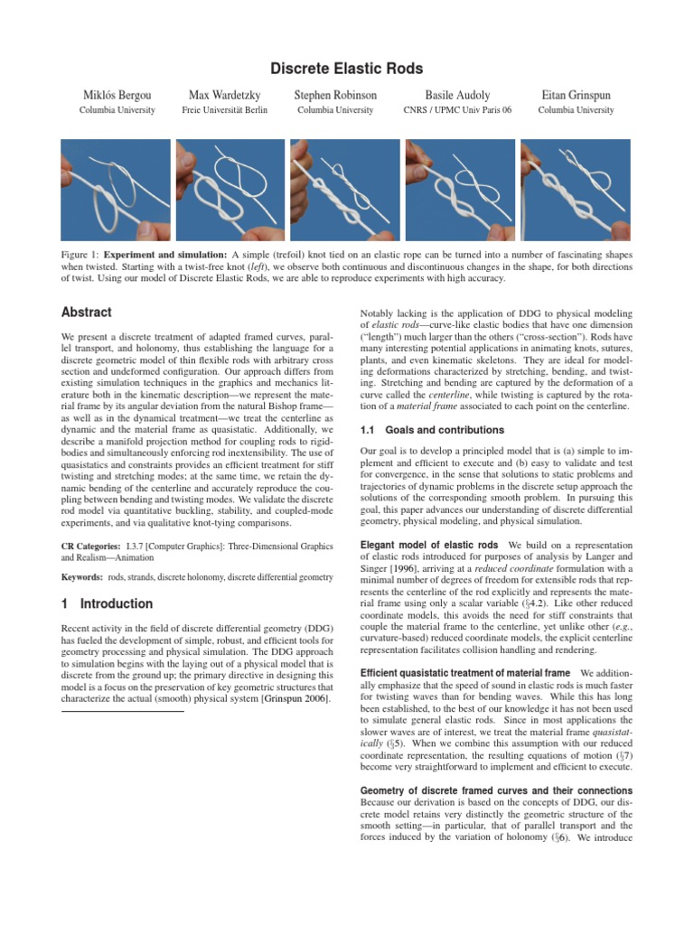 Discrete Elastic Rods Theory