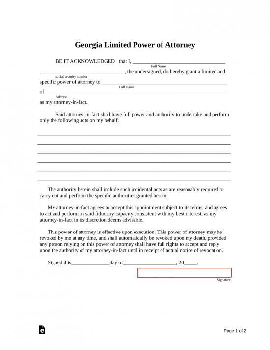 Free Power Of Attorney Georgia