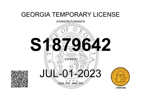 Georgia Temporary Tag