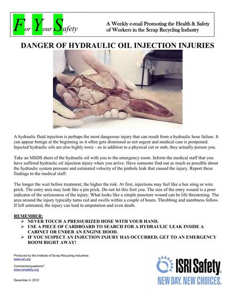 Hydraulic Fluid Injuries