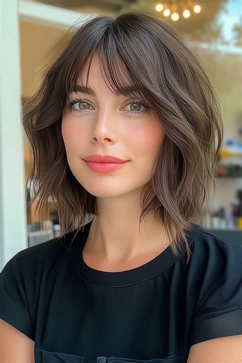 Lob With Curtain Bangs: Boosts Facial Features