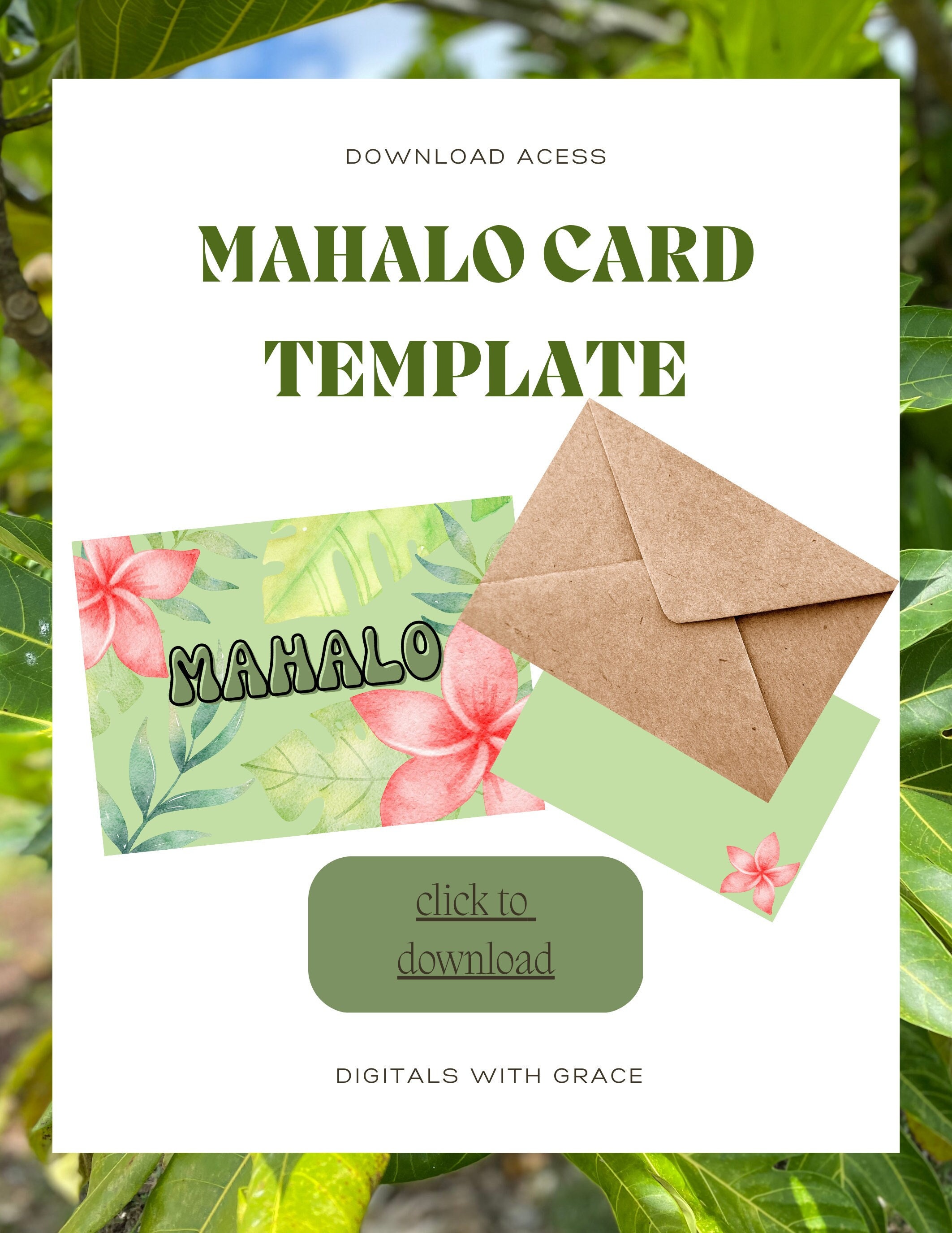 Mahalo Card Template Canva Template Thank You Card Etsy Mahalo Card Template Canva Template Thank You Card Etsy
