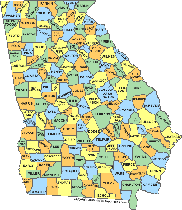 Printable Map Of Georgia Counties Printable Map Of Georgia Counties