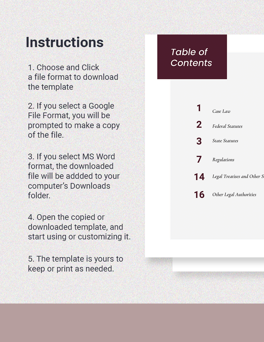 Table Of Authorities Template: Win Cases Faster