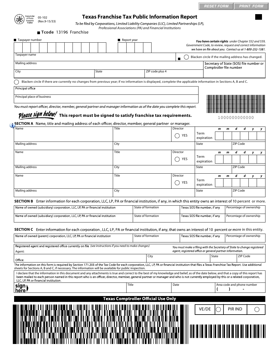 Texas Form Vtr346