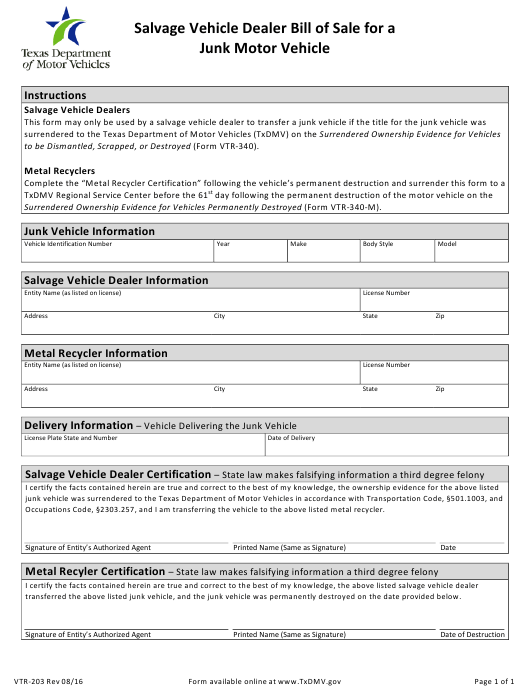 Texas Title Transfer Form Online
