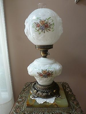 Vintage Fenton Gone With The Wind Raised Roses Floral Parlor Lamp Vintage Fenton Gone With The Wind Raised Roses Floral Parlor Lamp