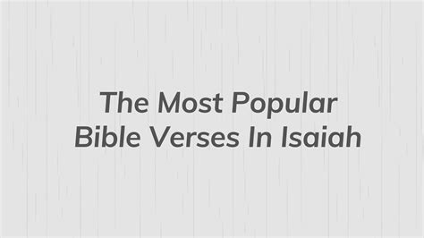 What Are Isaiah's Most Popular Verses? Scripture Guide